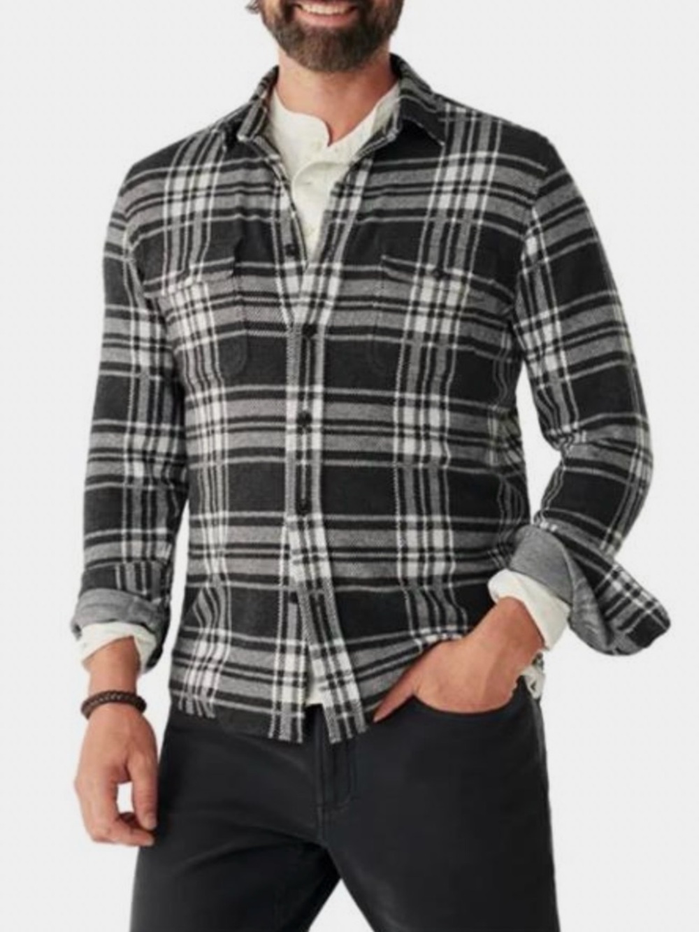 Faherty Legend Plaid Button-up Sweater Shirt Casual Button Down Shirt Size Med